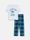 Crew Neck Printed Short Sleeve Boy's Pajamas Set